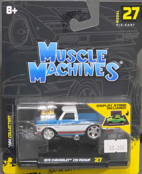 Maisto Muscle Machines 1972 Chevrolet C-10 Pickup Truck (Blue/White)