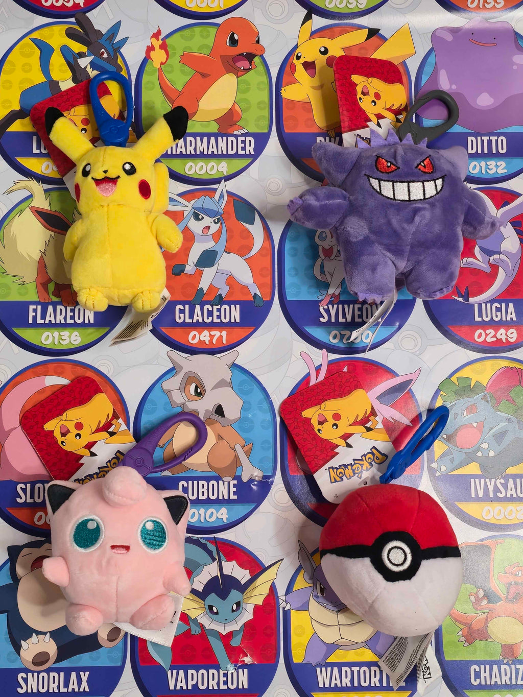 Pokémon Plush Clip-Ons (Pikachu, Gengar, Jigglypuff, Poké Ball)