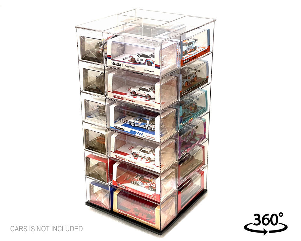 Showcase 1:64 Large 24-Car Display Desk Top Spinner with Cover (8″x 8″x16.25″) – MiJo Exclusives