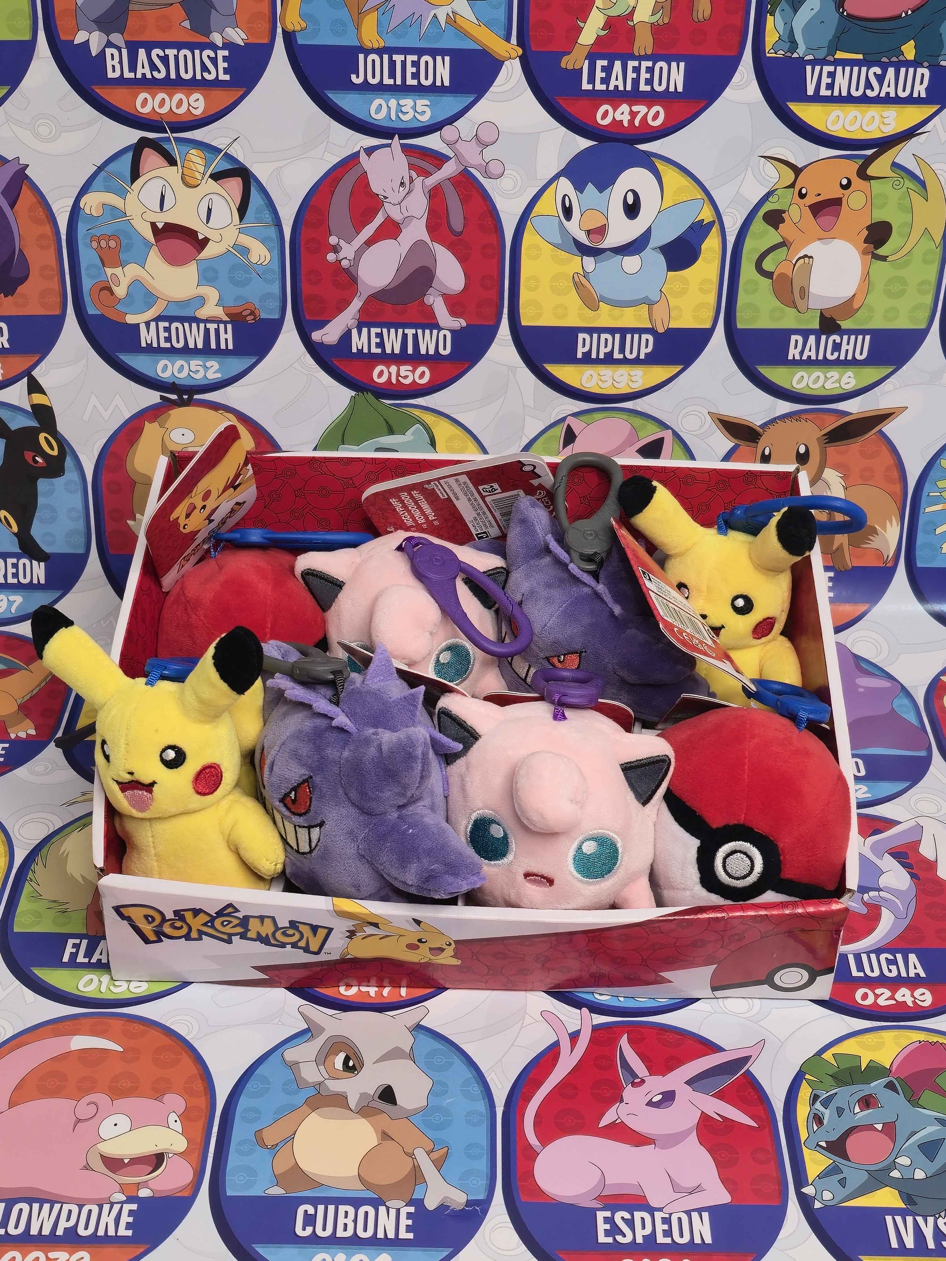 Pokémon Plush Clip-Ons (Pikachu, Gengar, Jigglypuff, Poké Ball)